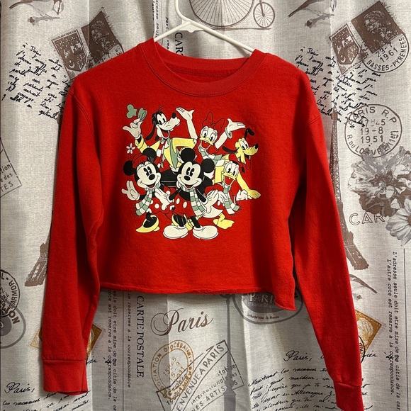 Disney Tops - DISNEY Vibrant Red Cropped Sweatshirt